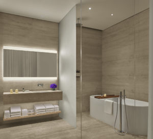 Bathroom with deep soaking tub